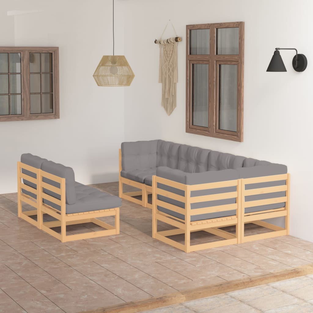 Vixl Set Mobilier De Grădină Cu Perne, 7 Piese, Lemn Masiv De Pin