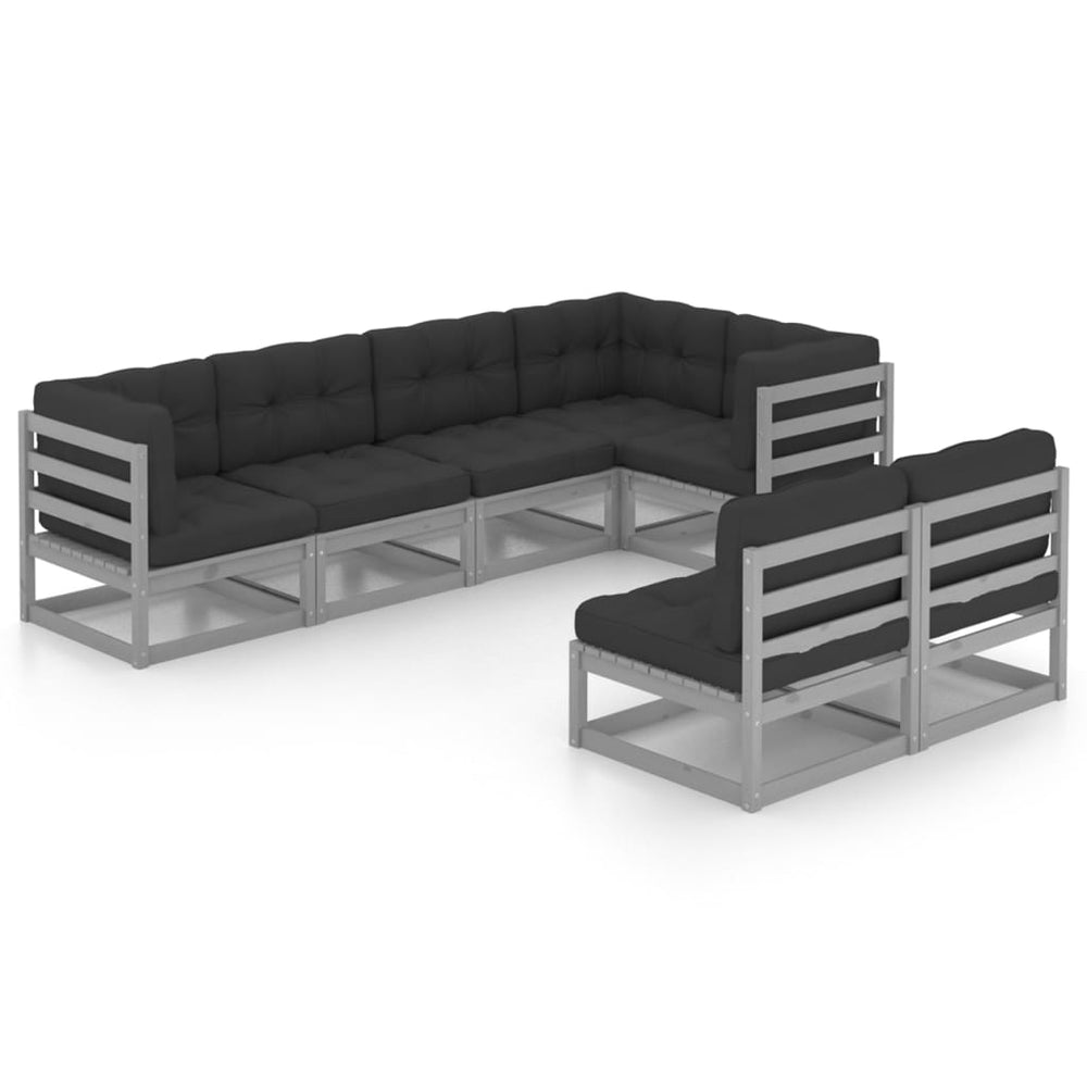 Vixl Set Mobilier De Grădină Cu Perne, 7 Piese, Lemn Masiv De Pin