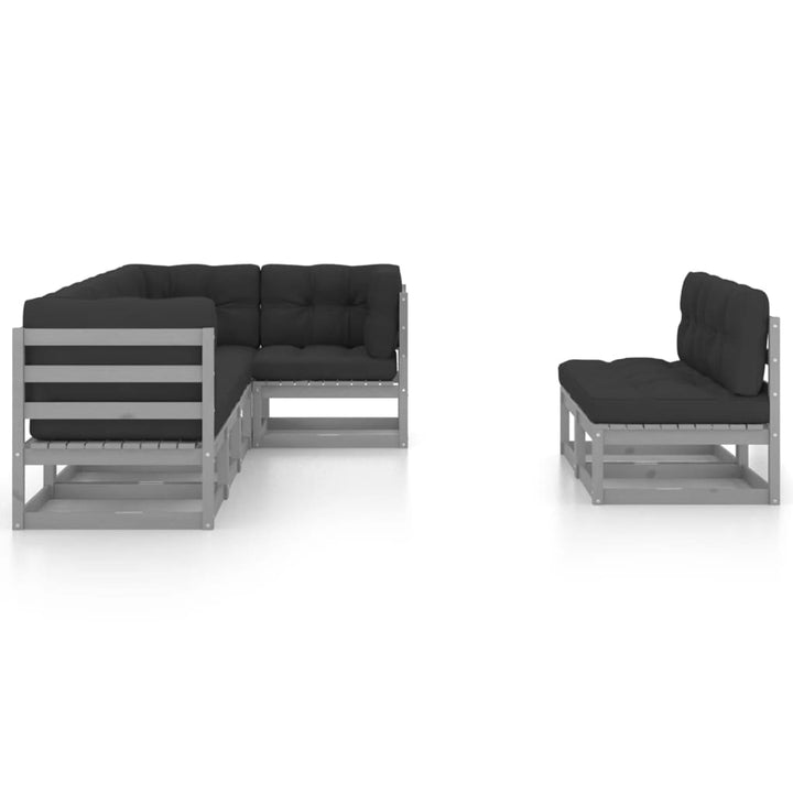Vixl Set Mobilier De Grădină Cu Perne, 7 Piese, Lemn Masiv De Pin