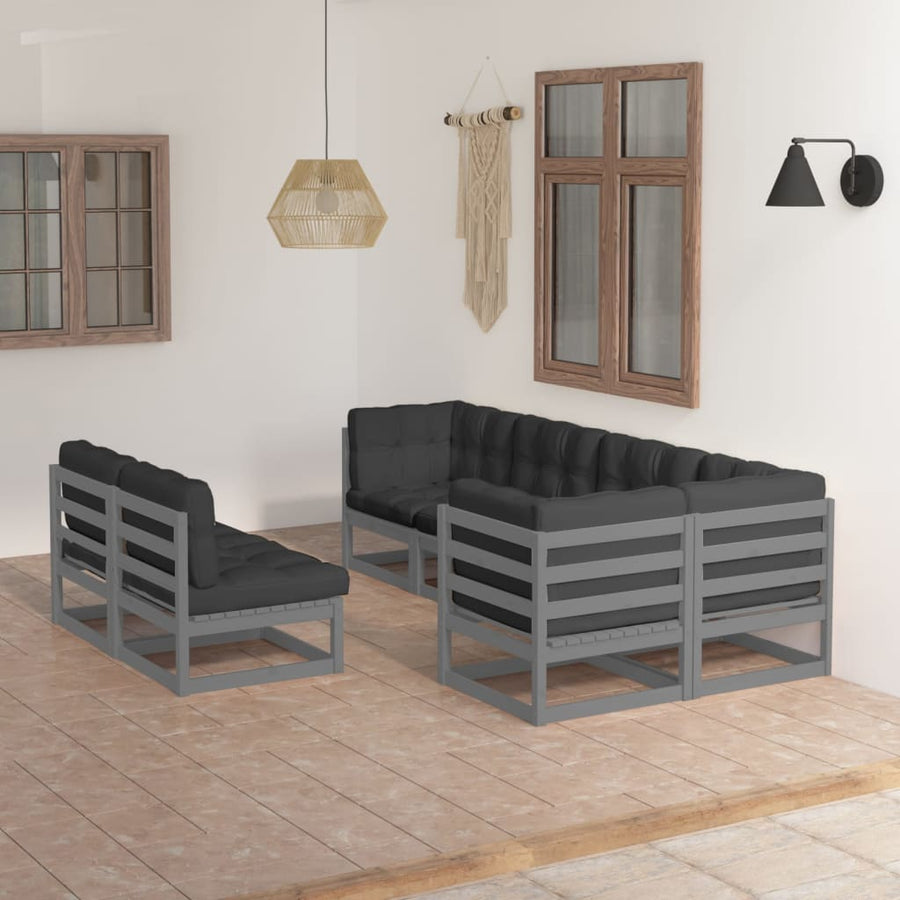 Vixl Set Mobilier De Grădină Cu Perne, 7 Piese, Lemn Masiv De Pin