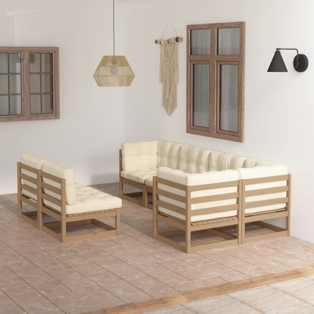 Vixl Set Mobilier De Grădină Cu Perne, 7 Piese, Lemn Masiv De Pin