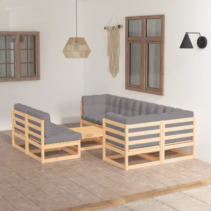 Vixl Set Mobilier De Grădină Cu Perne, 8 Piese, Lemn Masiv De Pin
