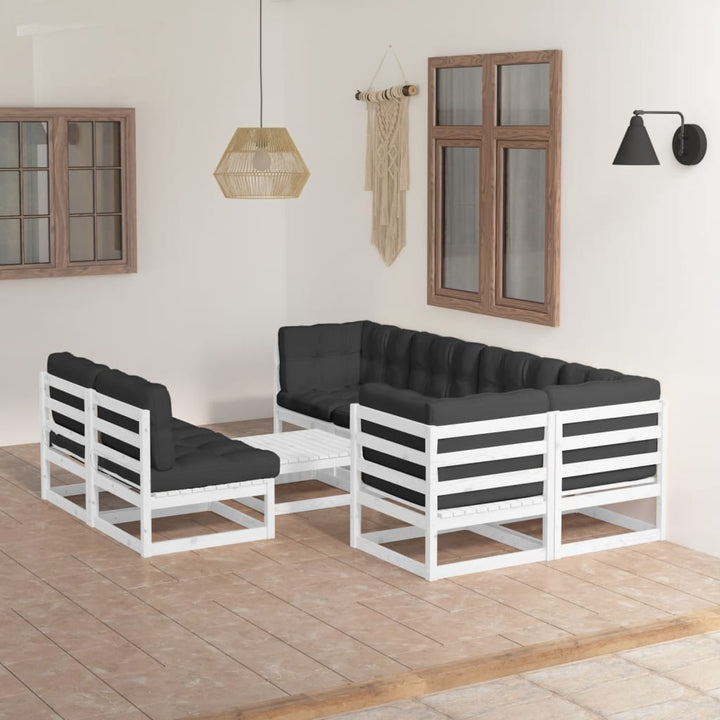 Vixl Set Mobilier De Grădină Cu Perne, 8 Piese, Lemn Masiv De Pin
