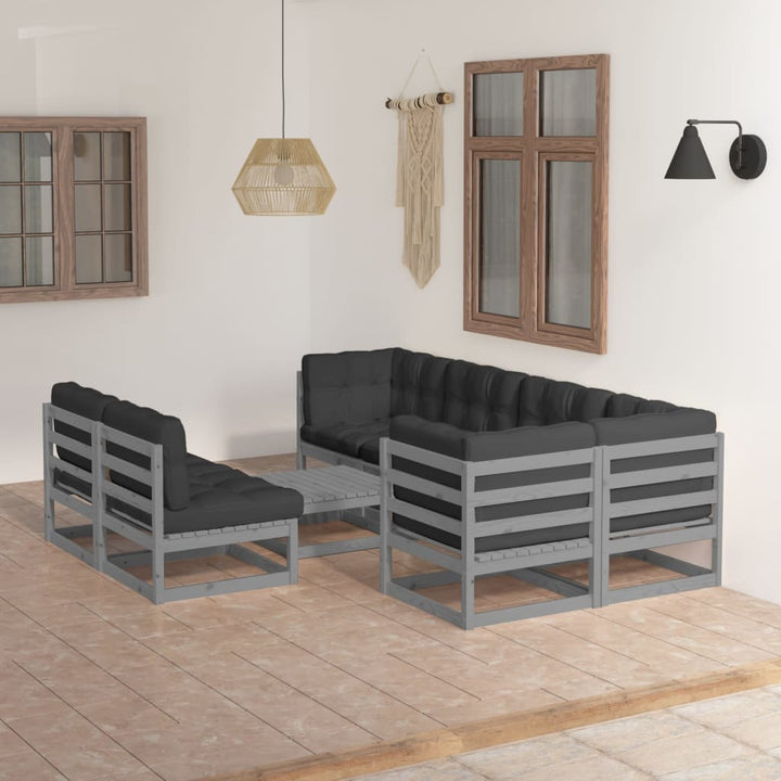Vixl Set Mobilier De Grădină Cu Perne, 8 Piese, Lemn Masiv De Pin