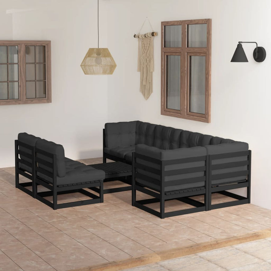 Vixl Set Mobilier De Grădină Cu Perne, 8 Piese, Lemn Masiv De Pin