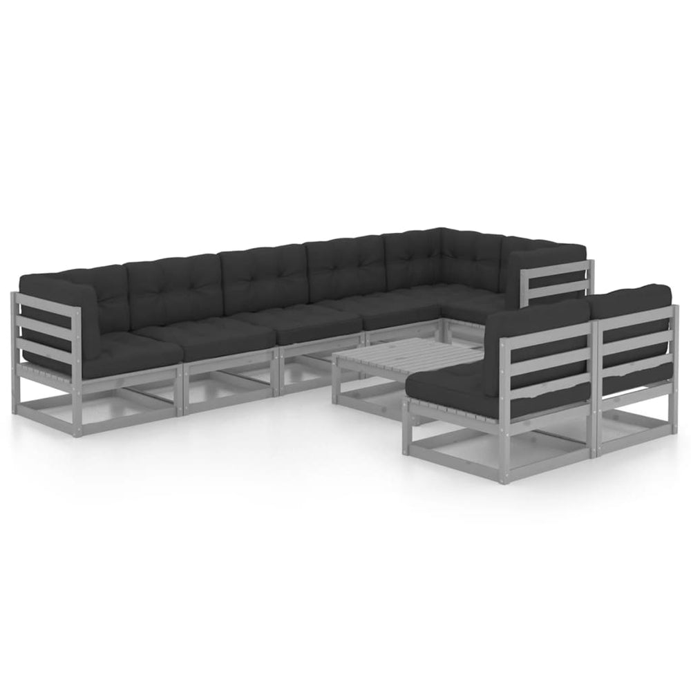 Vixl Set Mobilier De Grădină Cu Perne, 9 Piese, Lemn Masiv De Pin