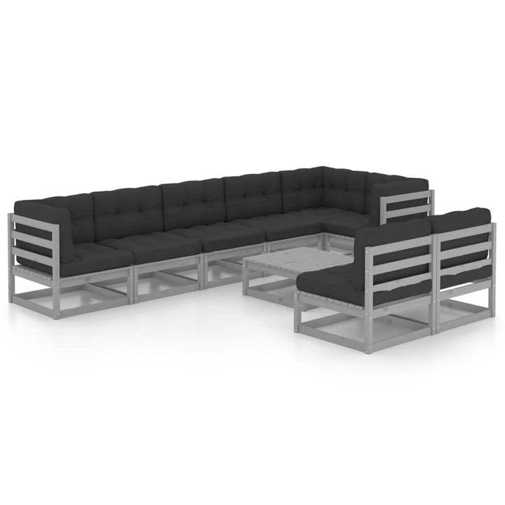 Vixl Set Mobilier De Grădină Cu Perne, 9 Piese, Lemn Masiv De Pin
