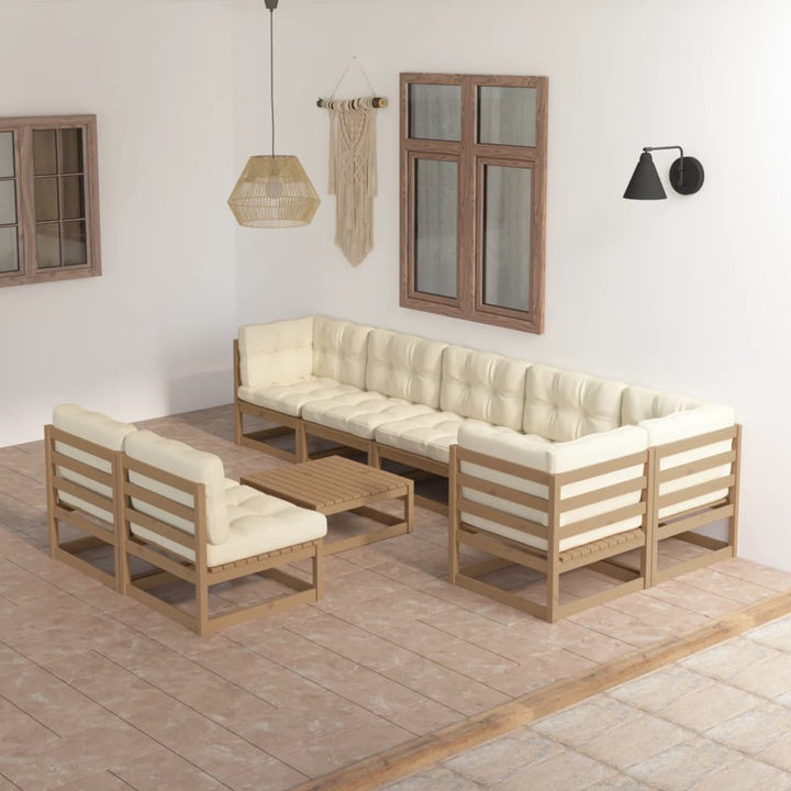 Vixl Set Mobilier De Grădină Cu Perne, 9 Piese, Lemn Masiv De Pin