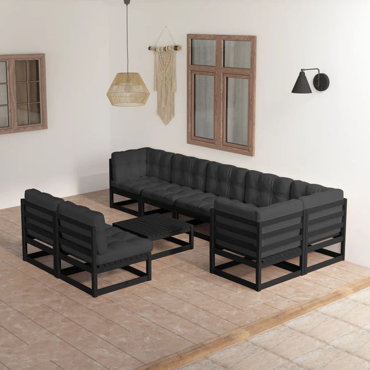 Vixl Set Mobilier De Grădină Cu Perne, 9 Piese, Lemn Masiv De Pin