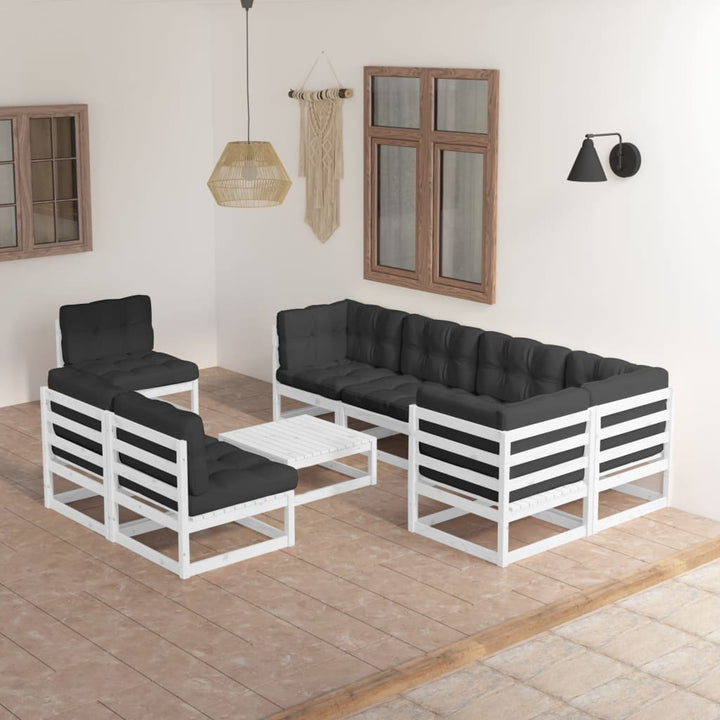 Vixl Set Mobilier De Grădină Cu Perne, 9 Piese, Lemn Masiv Pin