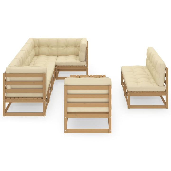 Vixl Set Mobilier De Grădină Cu Perne, 9 Piese, Lemn Masiv Pin