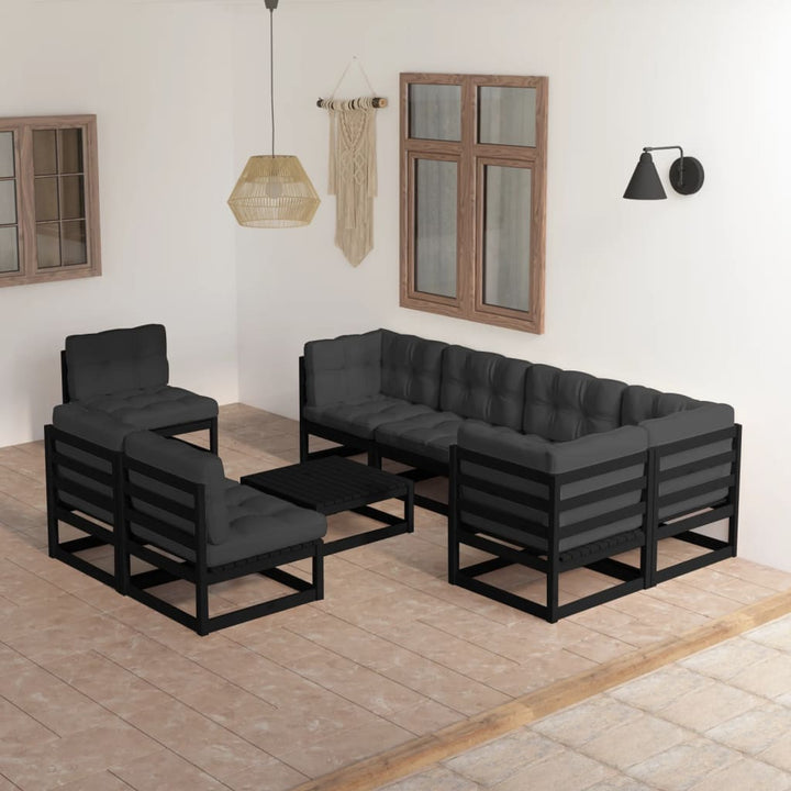 Vixl Set Mobilier De Grădină Cu Perne, 9 Piese, Lemn Masiv Pin