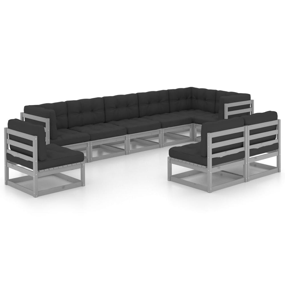 Vixl Set Mobilier De Grădină Cu Perne, 9 Piese, Lemn Masiv De Pin