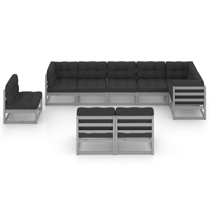 Vixl Set Mobilier De Grădină Cu Perne, 9 Piese, Lemn Masiv De Pin