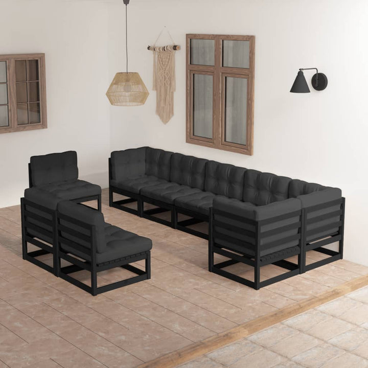 Vixl Set Mobilier De Grădină Cu Perne, 9 Piese, Lemn Masiv De Pin