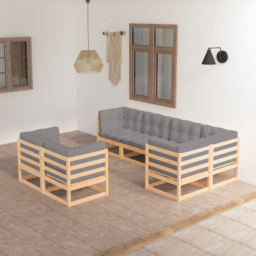 Vixl Set Mobilier De Grădină Cu Perne, 7 Piese, Lemn Masiv De Pin