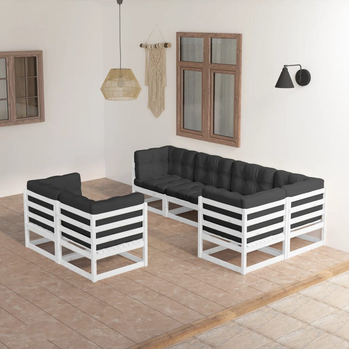 Vixl Set Mobilier De Grădină Cu Perne, 7 Piese, Lemn Masiv De Pin