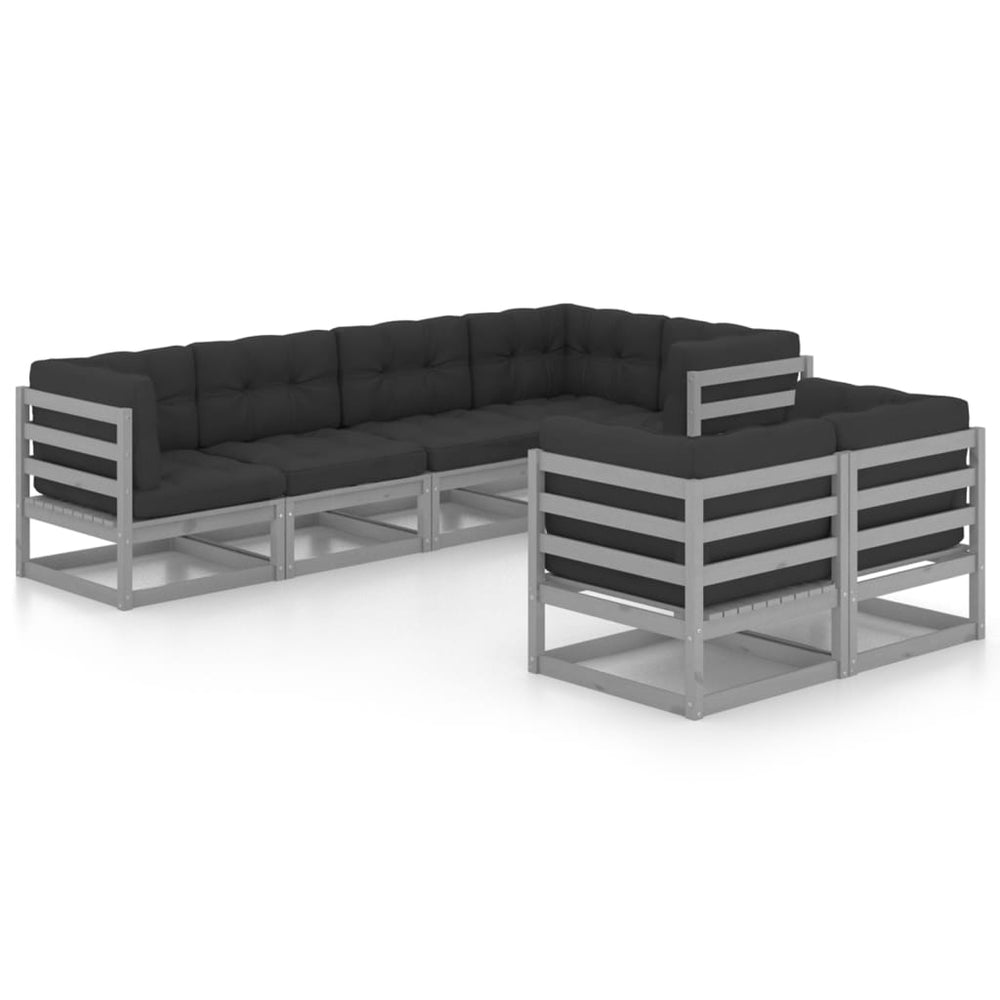 Vixl Set Mobilier De Grădină Cu Perne, 7 Piese, Lemn Masiv De Pin