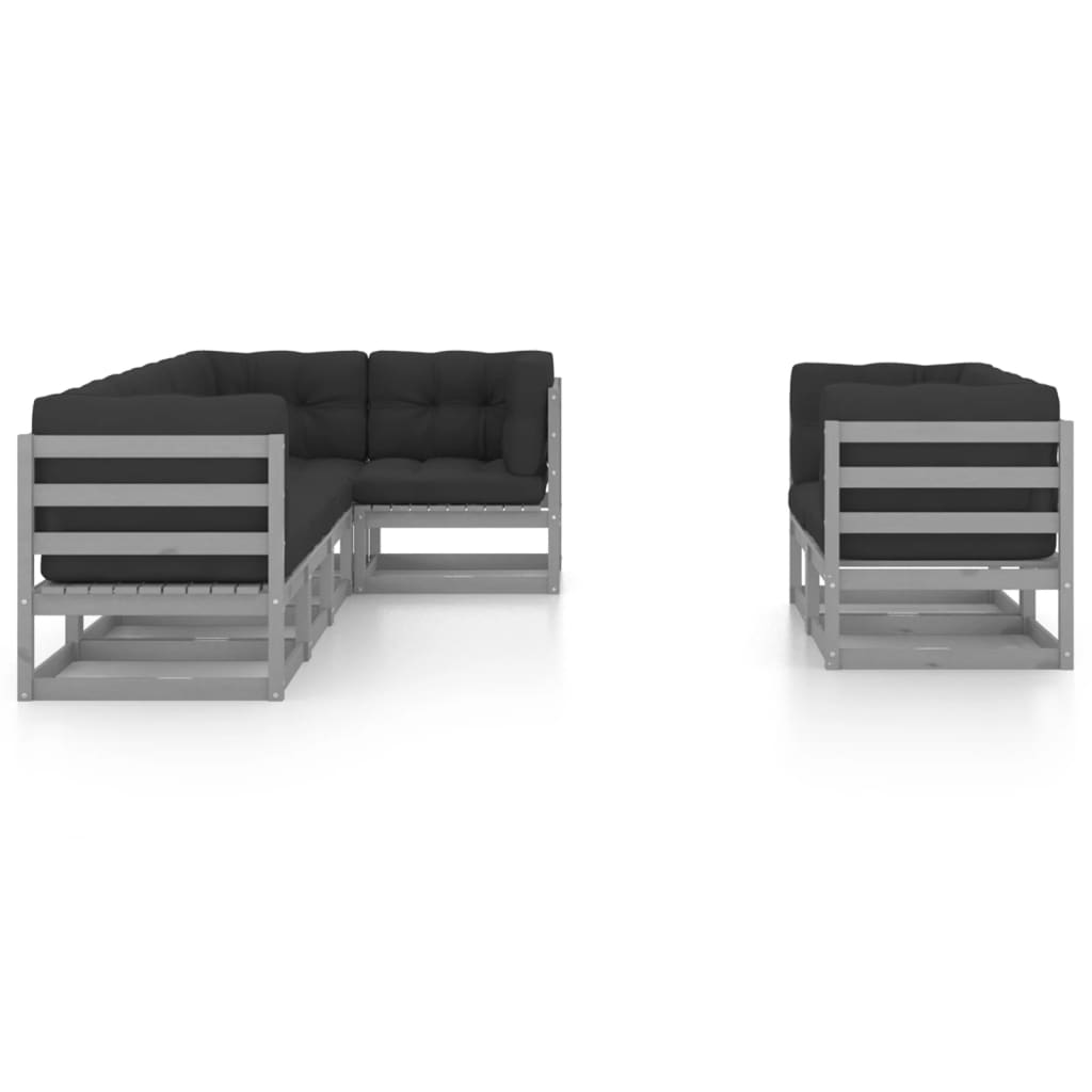 Vixl Set Mobilier De Grădină Cu Perne, 7 Piese, Lemn Masiv De Pin
