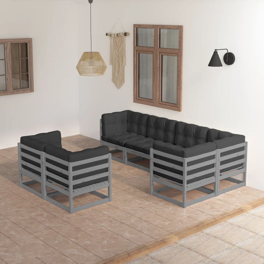 Vixl Set Mobilier De Grădină Cu Perne, 7 Piese, Lemn Masiv De Pin