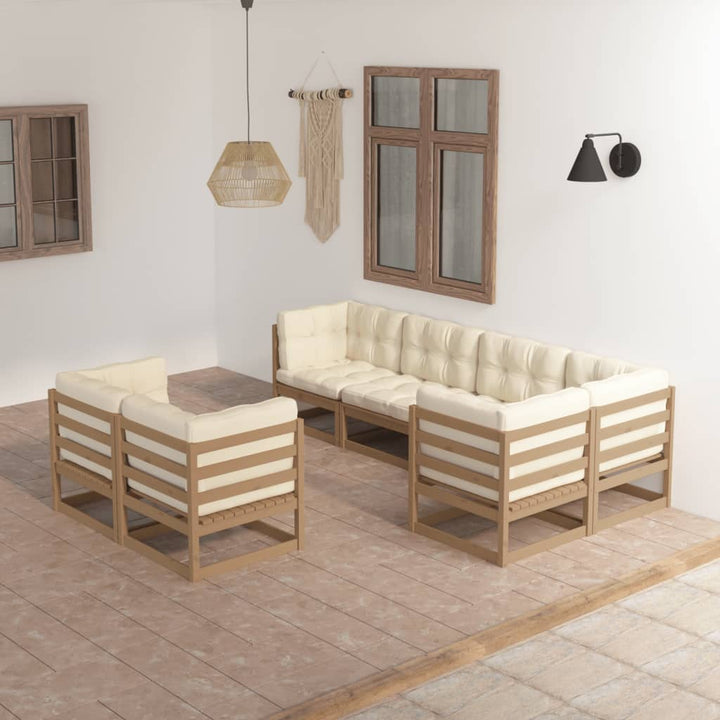 Vixl Set Mobilier De Grădină Cu Perne, 7 Piese, Lemn Masiv De Pin