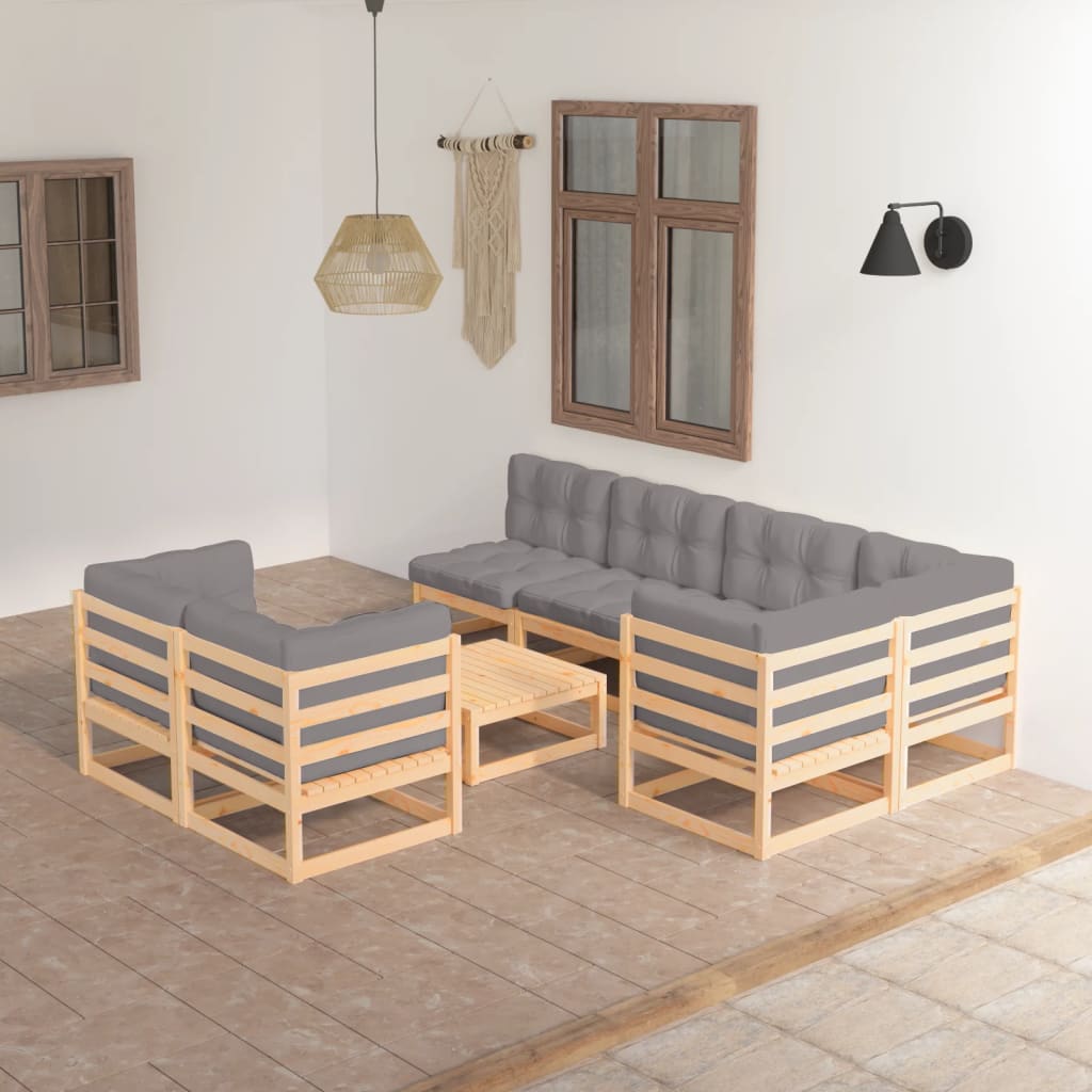 Set Mobilier De Grădină, 8 Piese, , Lemn Masiv De Pin
