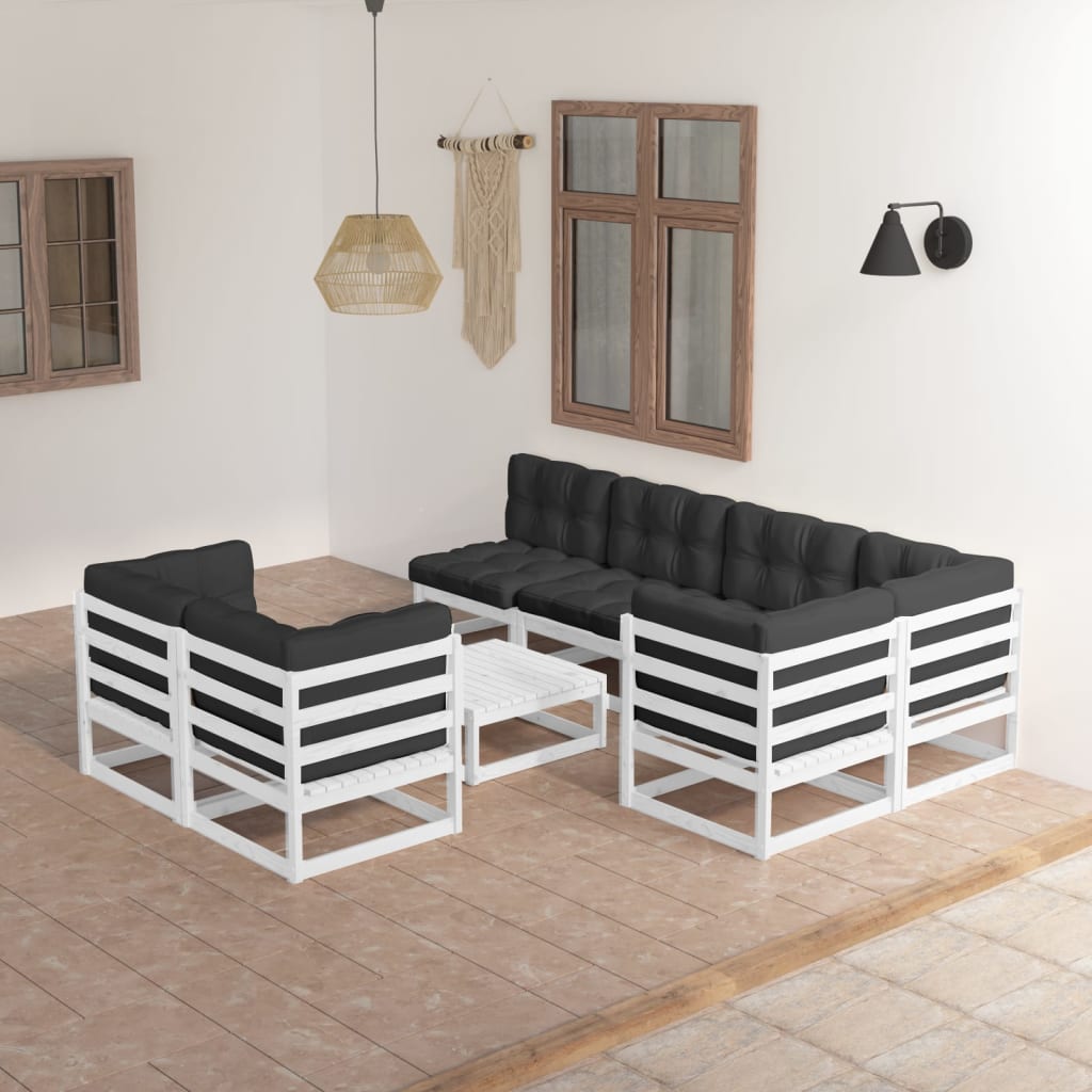 Set Mobilier De Grădină, 8 Piese, , Lemn Masiv De Pin