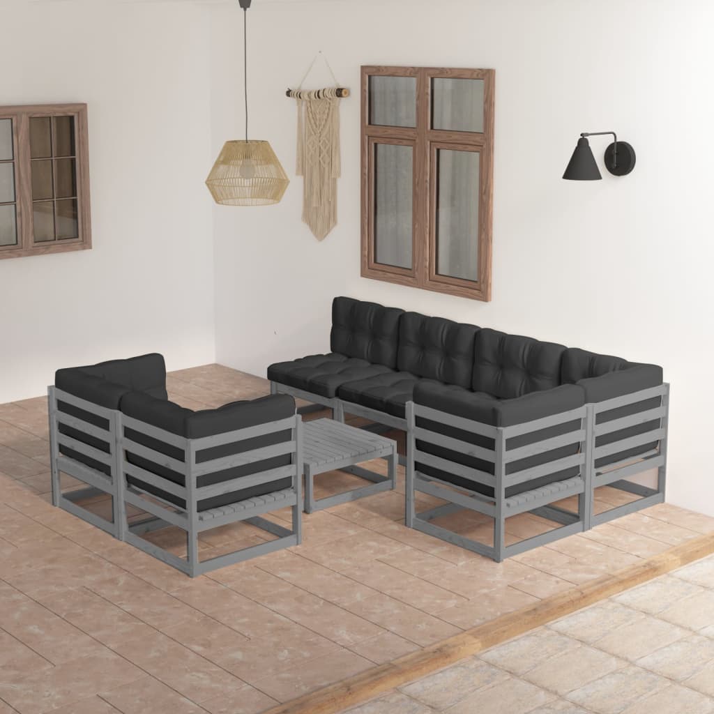 Set Mobilier De Grădină, 8 Piese, , Lemn Masiv De Pin