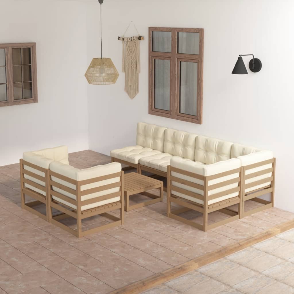Set Mobilier De Grădină, 8 Piese, , Lemn Masiv De Pin