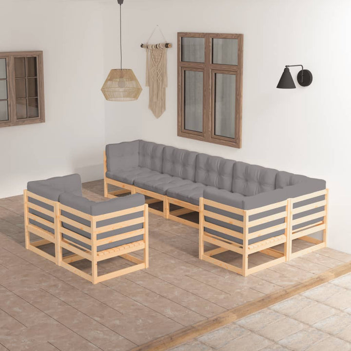 Vixl Set Mobilier Grădină Cu Perne, 8 Piese, Lemn Masiv Pin