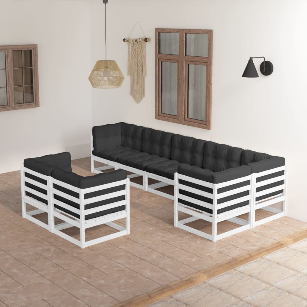Vixl Set Mobilier Grădină Cu Perne, 8 Piese, Lemn Masiv Pin