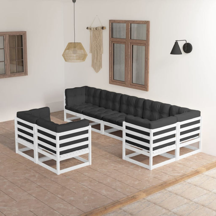 Vixl Set Mobilier Grădină Cu Perne, 8 Piese, Lemn Masiv Pin
