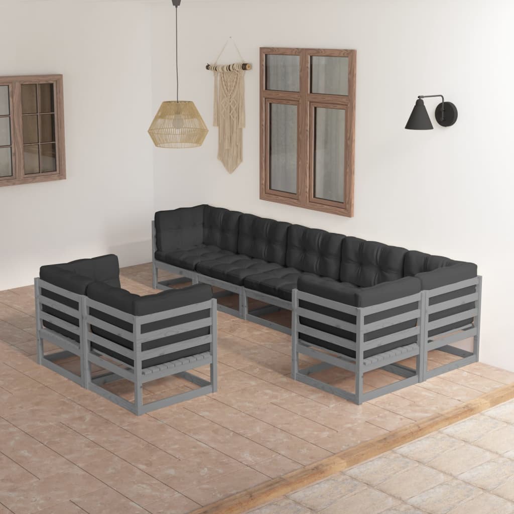 Vixl Set Mobilier Grădină Cu Perne, 8 Piese, Lemn Masiv Pin