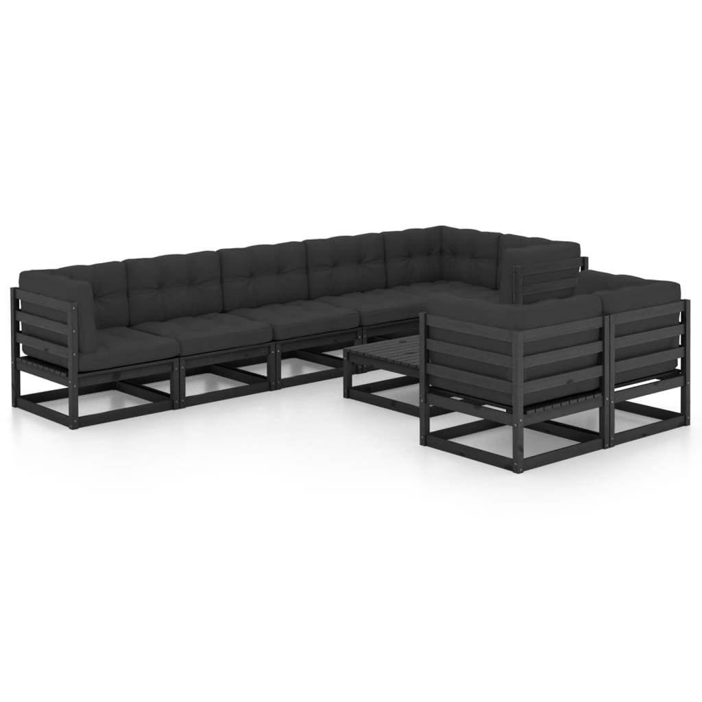 Vixl Set Mobilier Grădină Cu Perne, 9 Piese, Lemn Masiv Pin