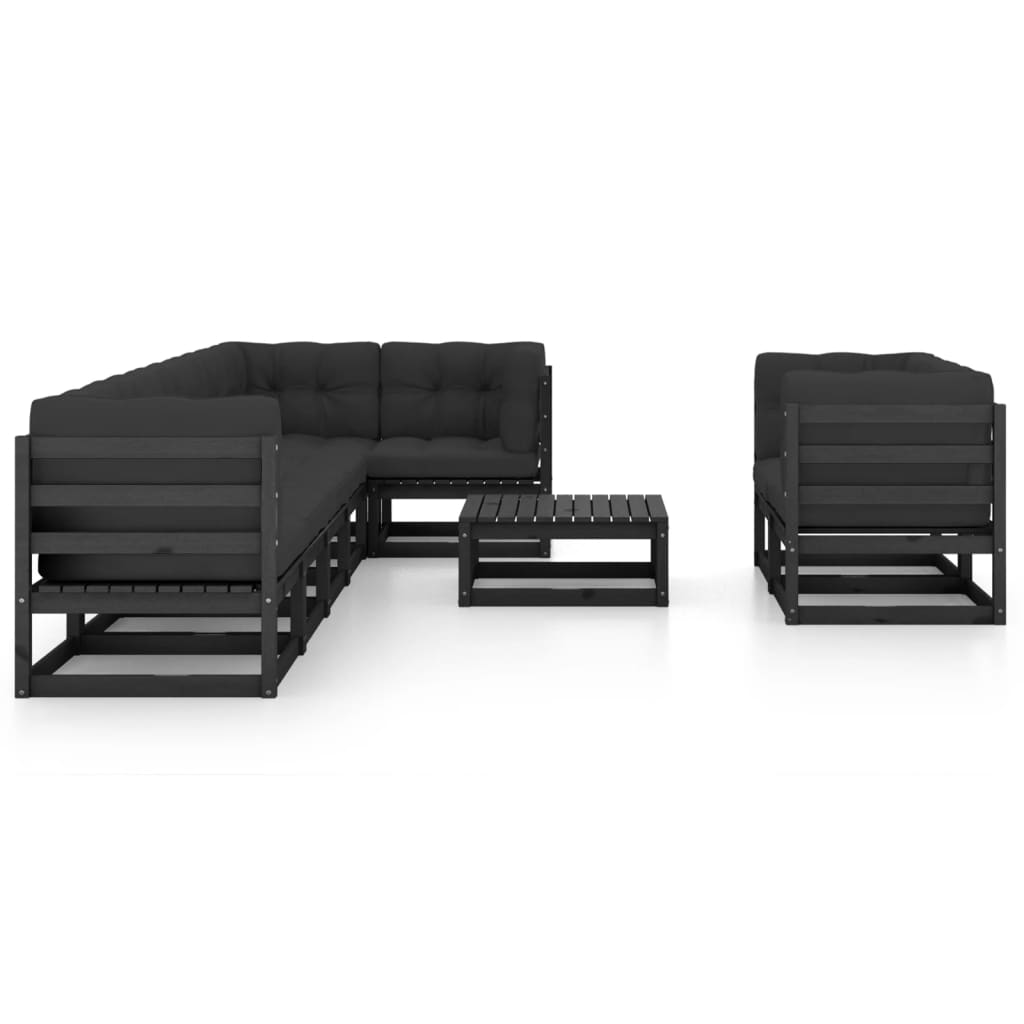 Vixl Set Mobilier Grădină Cu Perne, 9 Piese, Lemn Masiv Pin