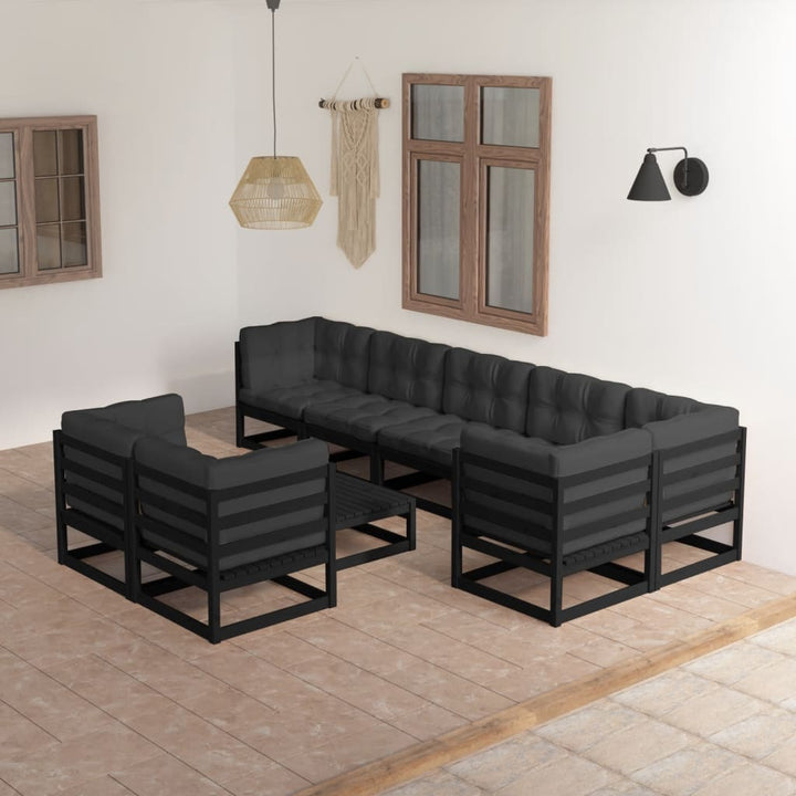 Vixl Set Mobilier Grădină Cu Perne, 9 Piese, Lemn Masiv Pin