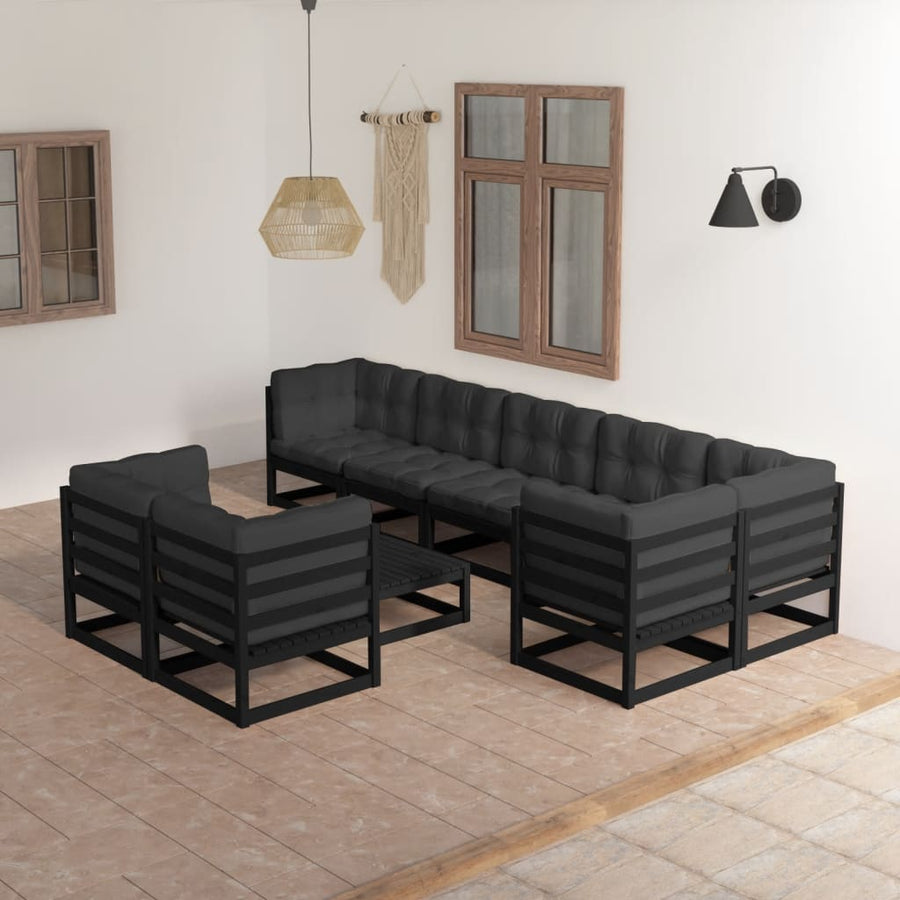 Vixl Set Mobilier Grădină Cu Perne, 9 Piese, Lemn Masiv Pin