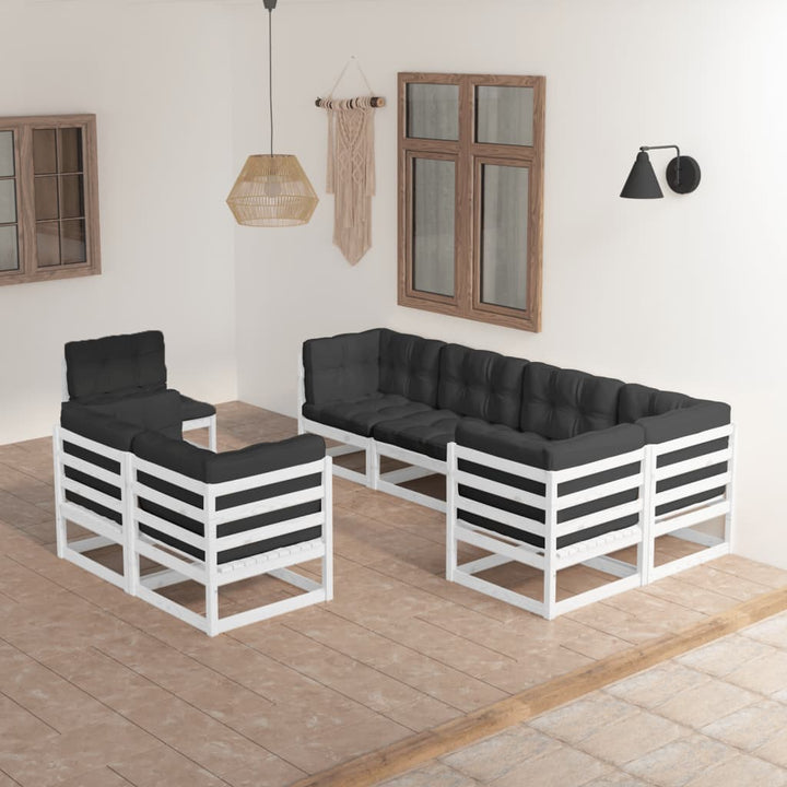 Vixl Set Mobilier De Grădină Cu Perne, 8 Piese, Lemn Masiv De Pin