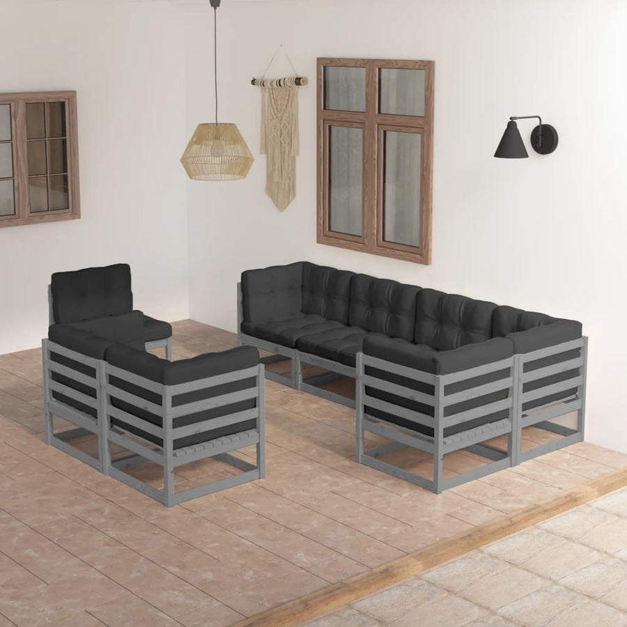 Vixl Set Mobilier De Grădină Cu Perne, 8 Piese, Lemn Masiv De Pin