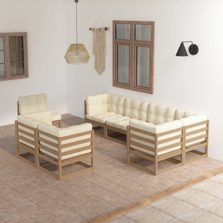 Vixl Set Mobilier De Grădină Cu Perne, 8 Piese, Lemn Masiv De Pin