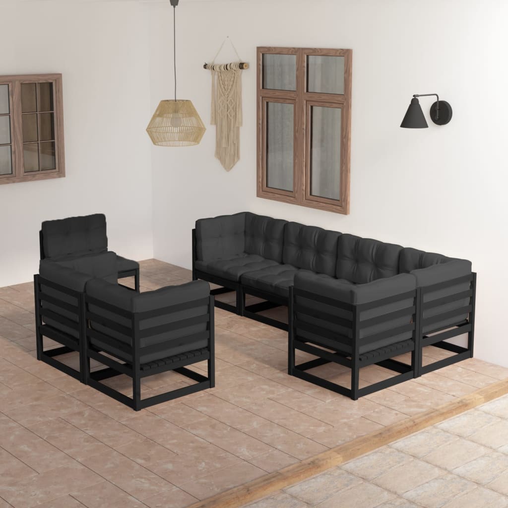 Vixl Set Mobilier De Grădină Cu Perne, 8 Piese, Lemn Masiv De Pin