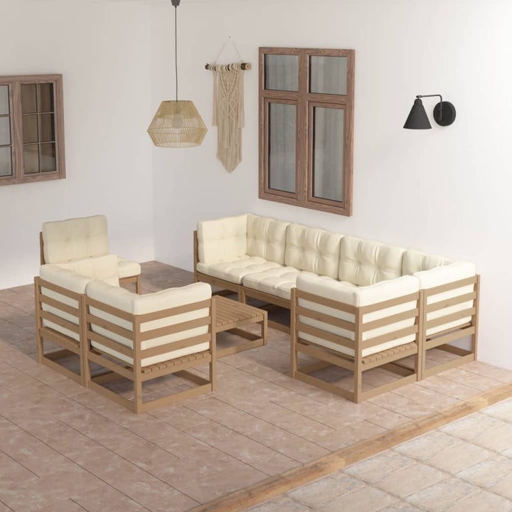 Vixl Set Mobilier Grădină Cu Perne, 9 Piese, Lemn Masiv De Pin