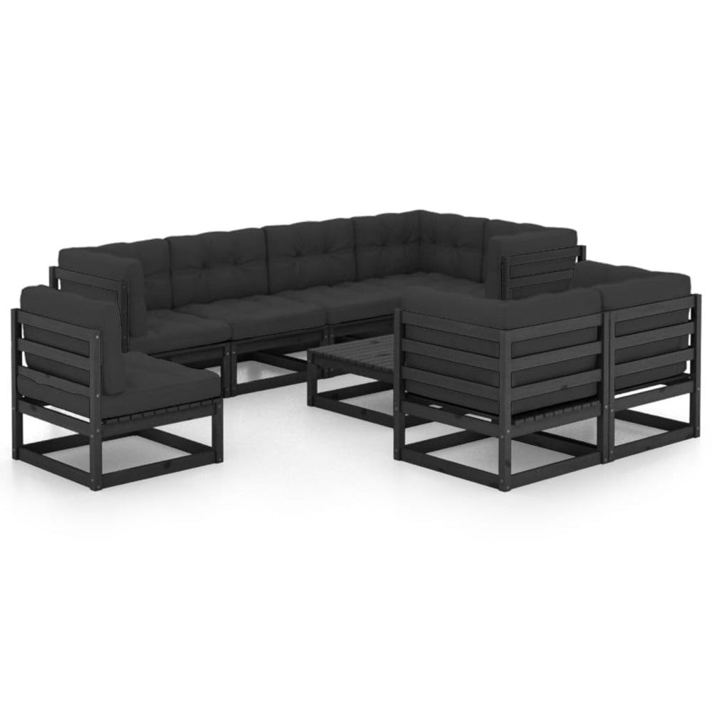 Vixl Set Mobilier Grădină Cu Perne, 9 Piese, Lemn Masiv De Pin