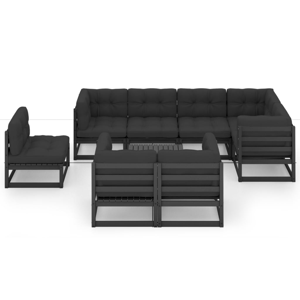 Vixl Set Mobilier Grădină Cu Perne, 9 Piese, Lemn Masiv De Pin