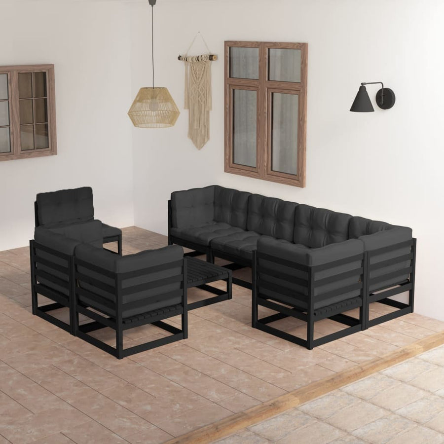 Vixl Set Mobilier Grădină Cu Perne, 9 Piese, Lemn Masiv De Pin