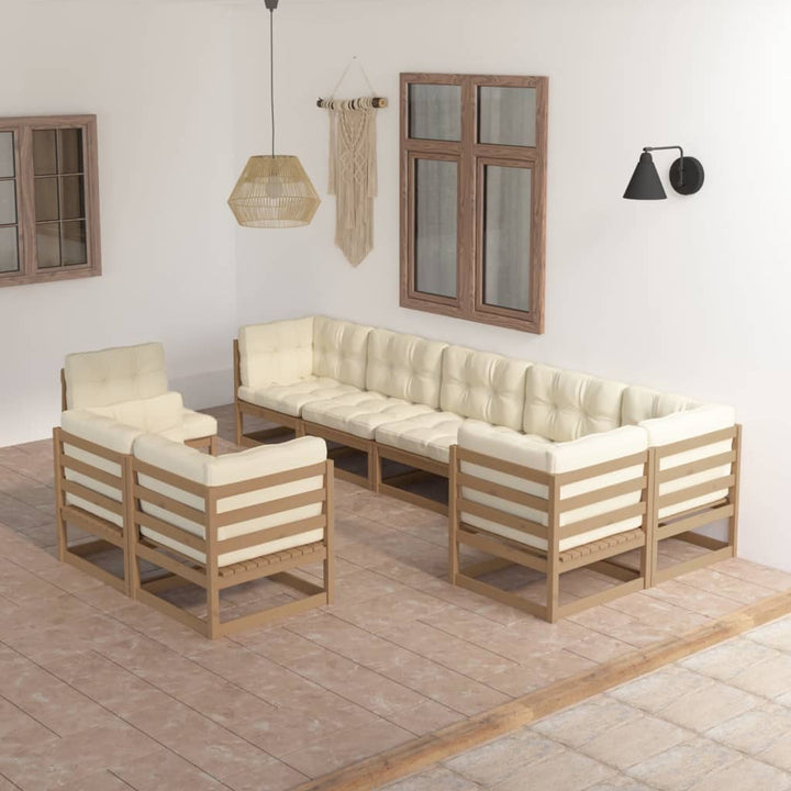 Vixl Set Mobilier Grădină Cu Perne, 9 Piese, Lemn Masiv De Pin