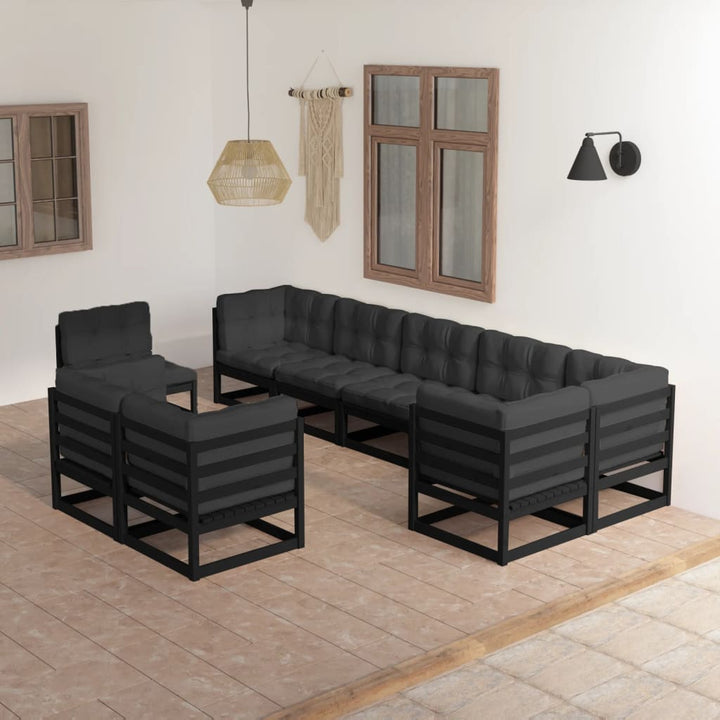 Vixl Set Mobilier Grădină Cu Perne, 9 Piese, Lemn Masiv De Pin