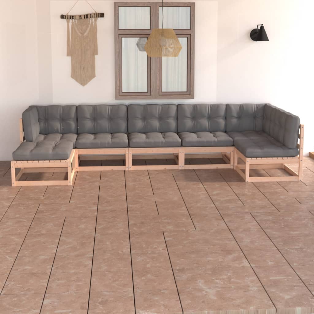 Set Mobilier De Grădină, 7 Piese, , Lemn Masiv De Pin