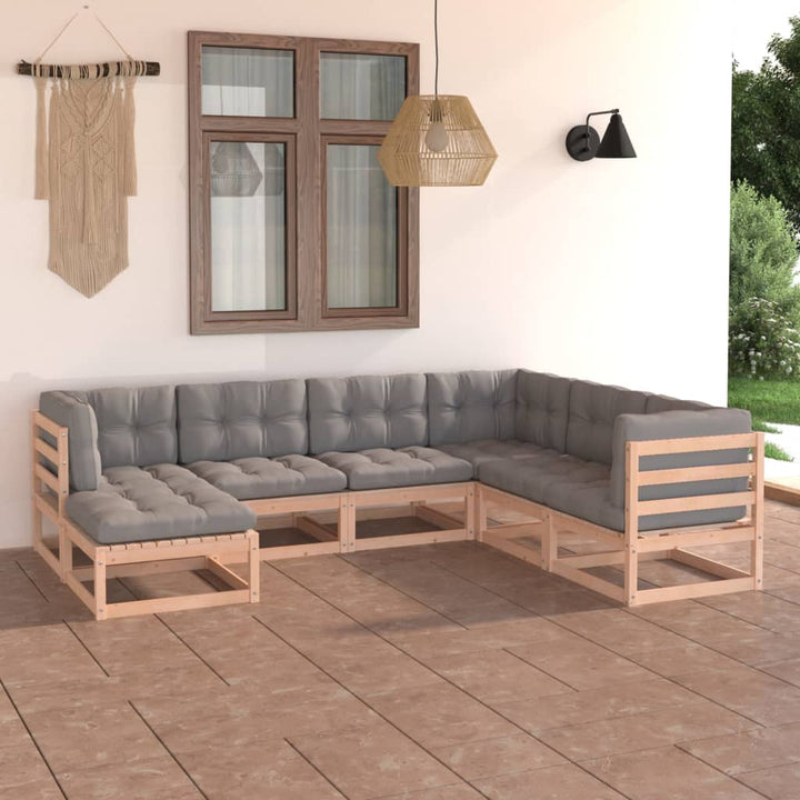 Vixl Set Mobilier De Grădină Cu Perne, 7 Piese, Lemn Masiv De Pin