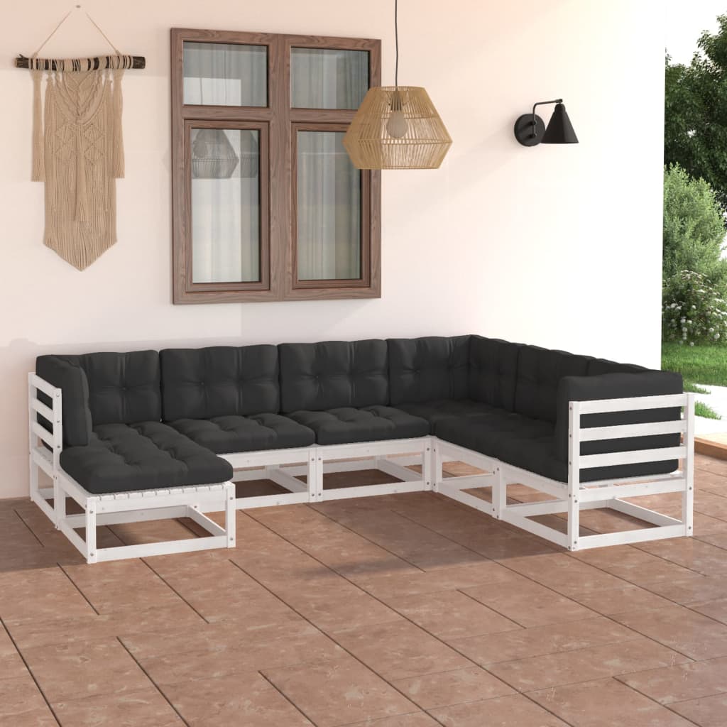 Vixl Set Mobilier De Grădină Cu Perne, 7 Piese, Lemn Masiv De Pin